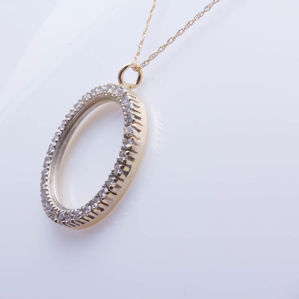 14K Yellow Gold Diamond Pendant Necklace