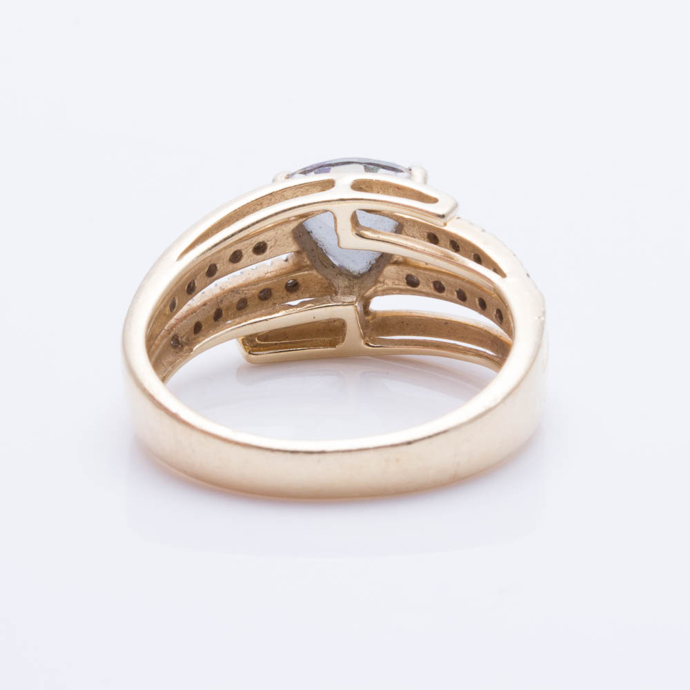 14K Yellow Gold Mystic Topaz and Diamond Ring