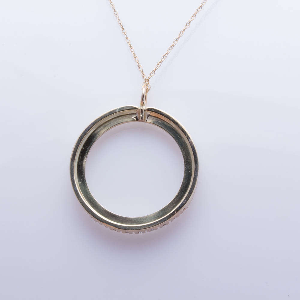 14K Yellow Gold Diamond Pendant Necklace