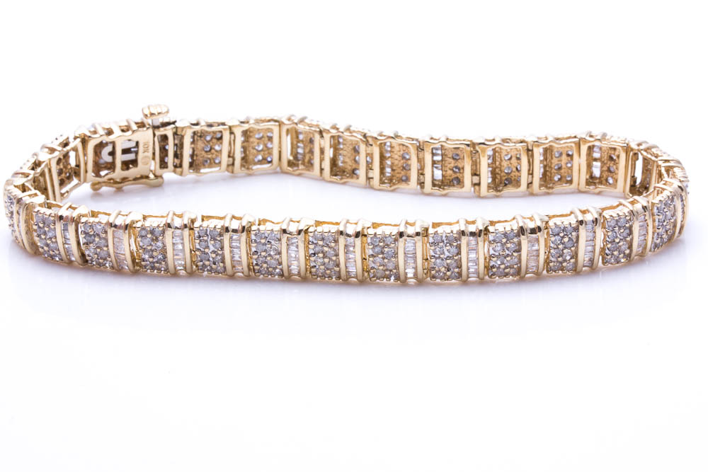 10K Yellow Gold 4.85 CTW Diamond Bracelet
