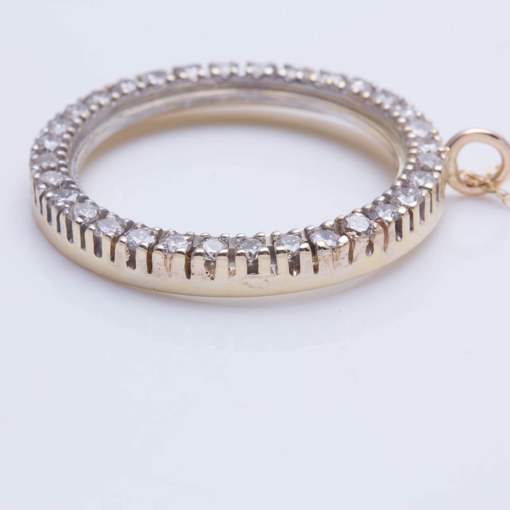 14K Yellow Gold Diamond Pendant Necklace