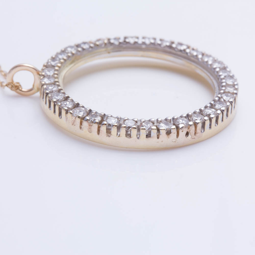 14K Yellow Gold Diamond Pendant Necklace