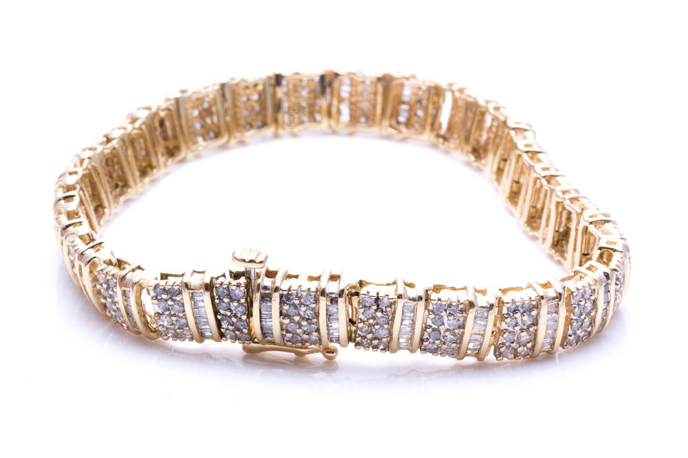 10K Yellow Gold 4.85 CTW Diamond Bracelet