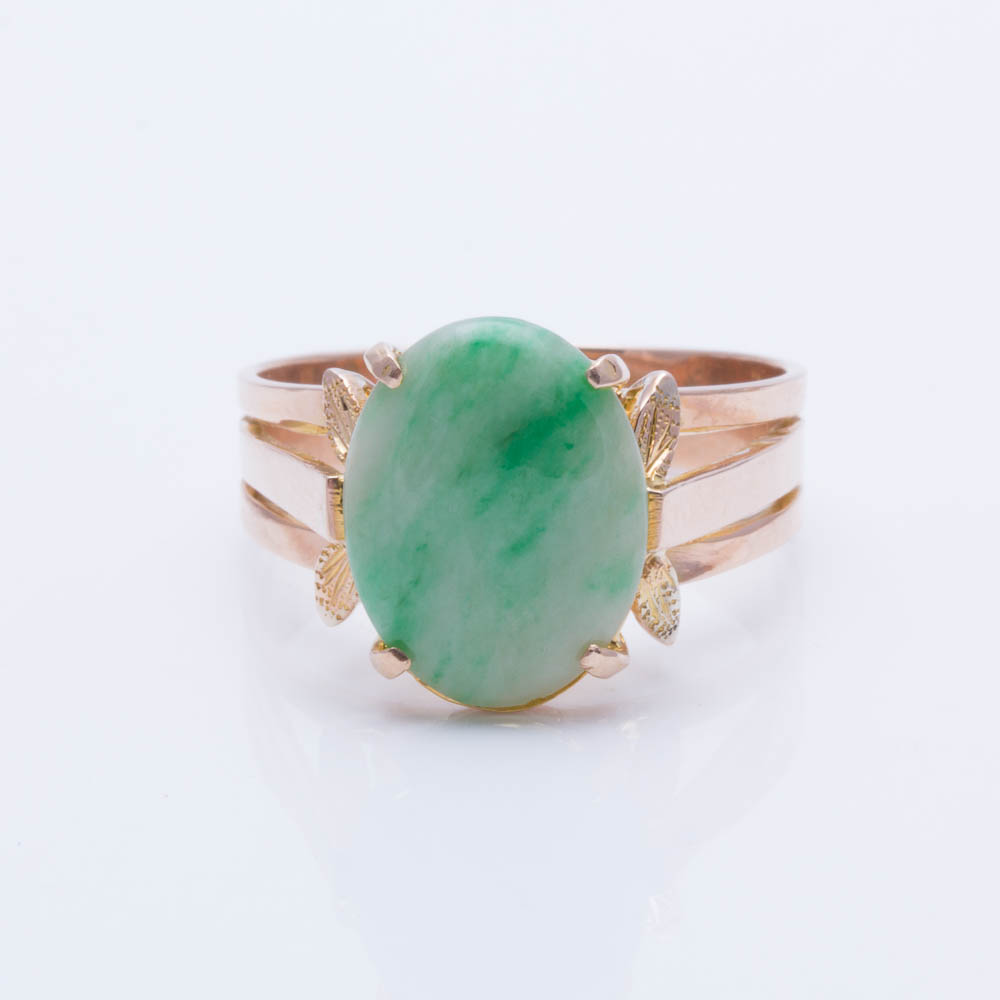 14K Yellow Gold Jadeite Ring