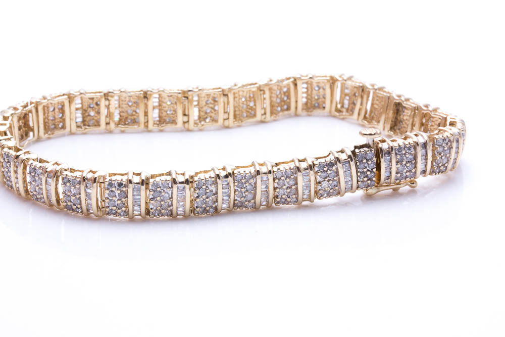 10K Yellow Gold 4.85 CTW Diamond Bracelet