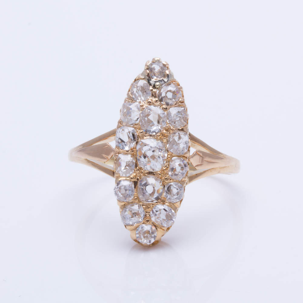 18K and 14K Yellow Gold Old Mine Cut 1.20 CTW Diamond Ring