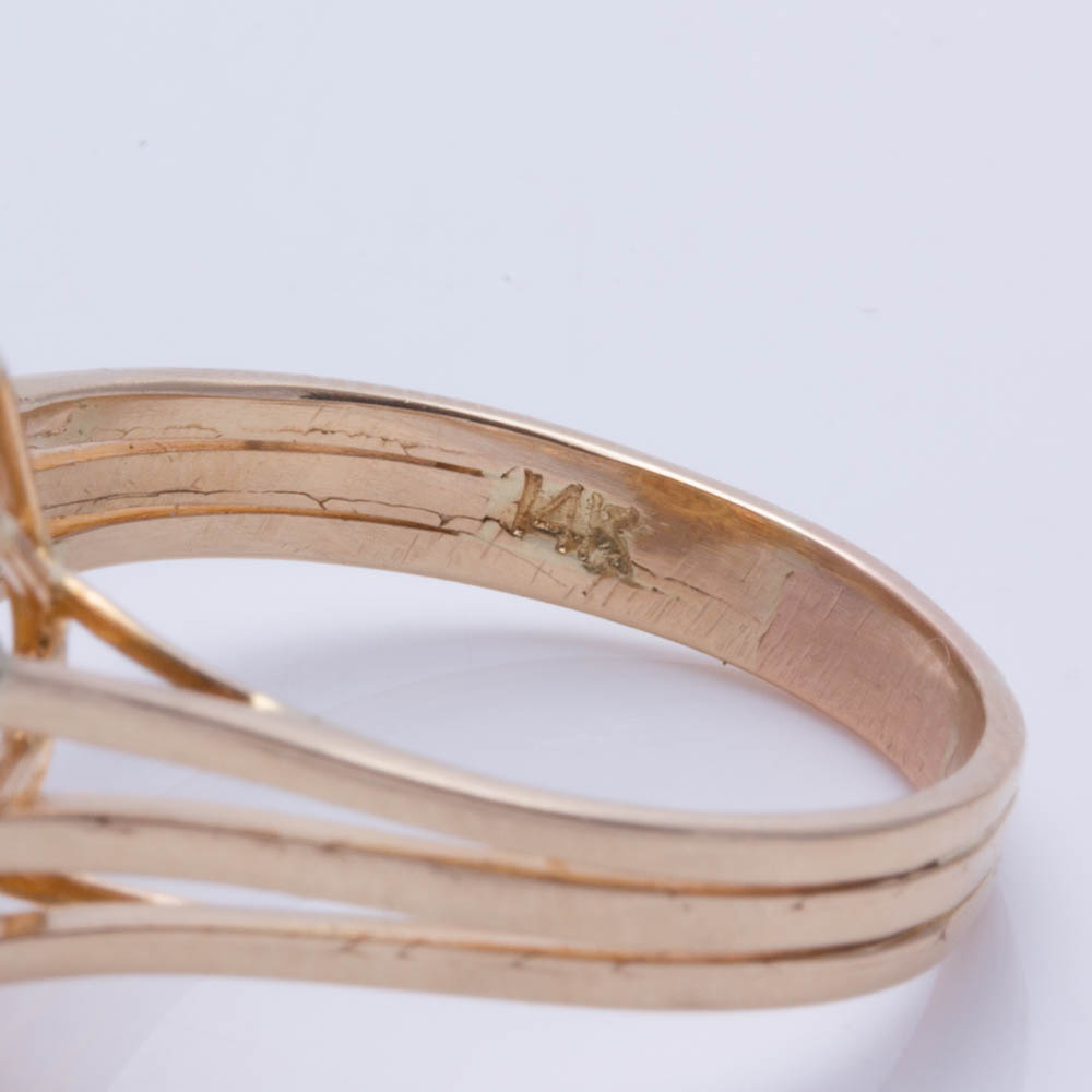 14K Yellow Gold Jadeite and Diamond Ring