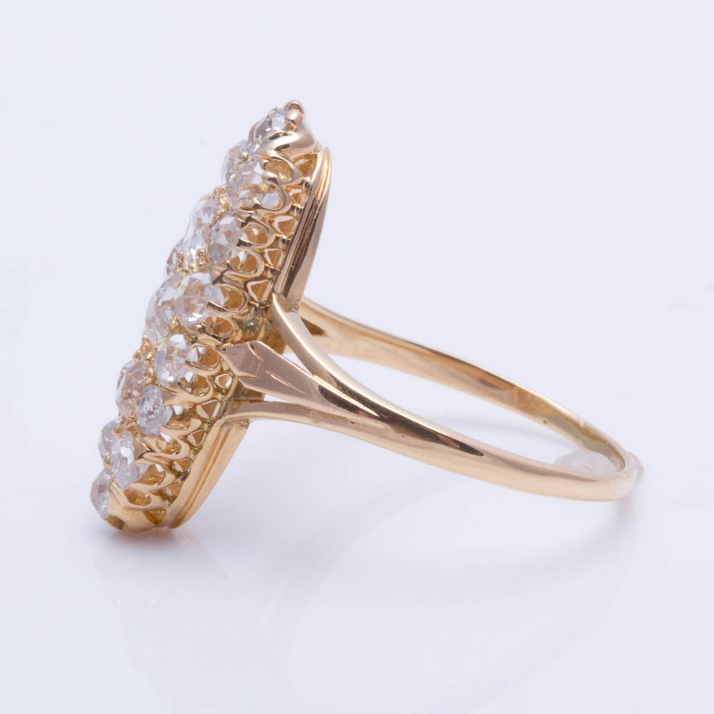 18K and 14K Yellow Gold Old Mine Cut 1.20 CTW Diamond Ring