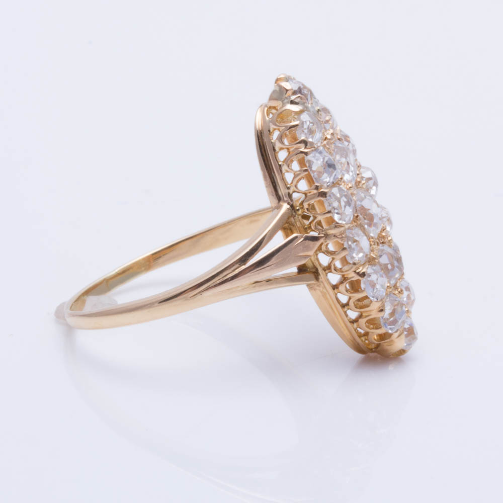 18K and 14K Yellow Gold Old Mine Cut 1.20 CTW Diamond Ring
