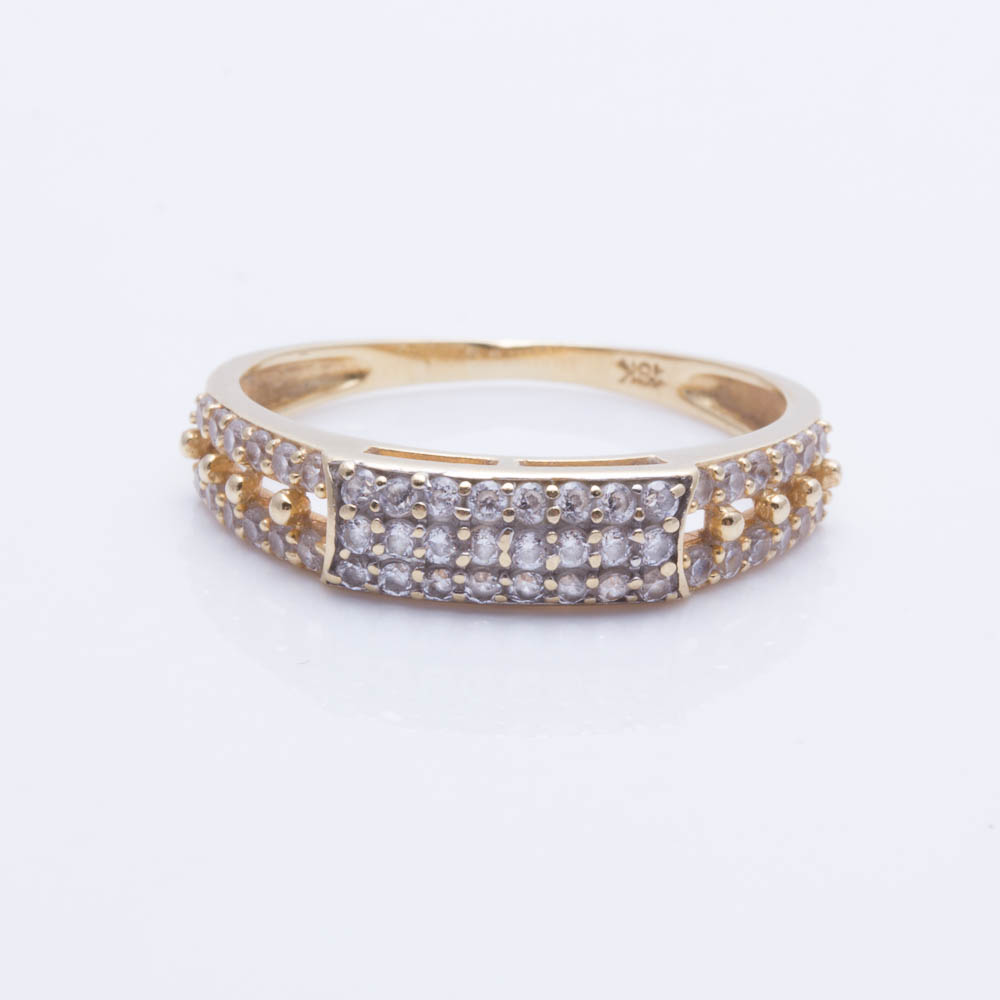 18K Yellow Gold Cubic Zirconia Ring