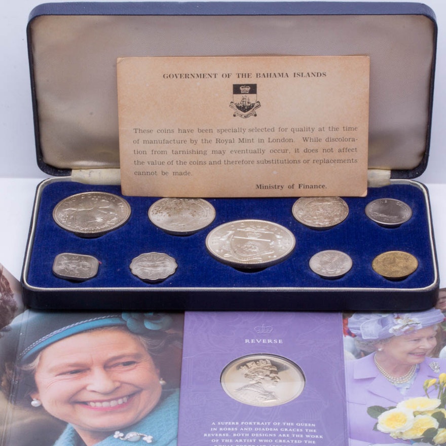 1966 Bahamas Type Coin Set and a 2002 Golden Jubilee Silver Commemorative Crown