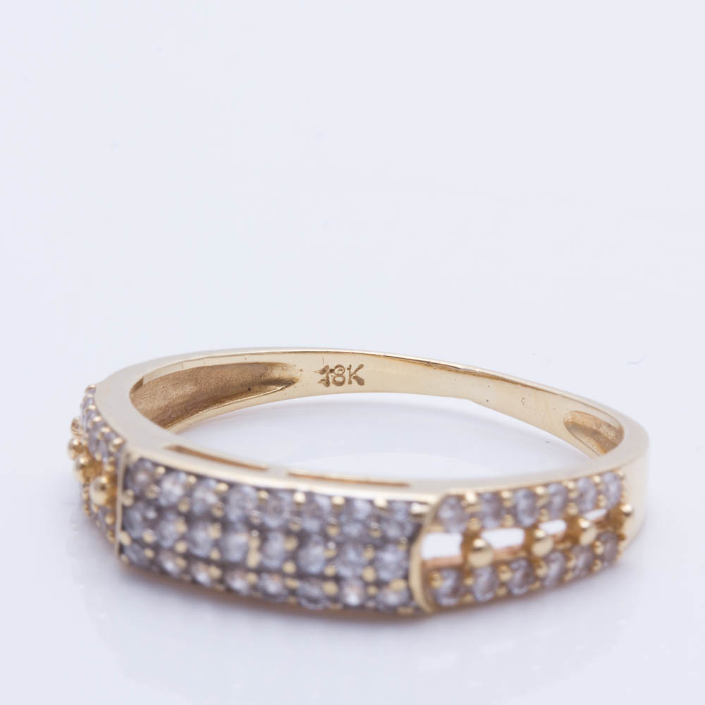 18K Yellow Gold Cubic Zirconia Ring