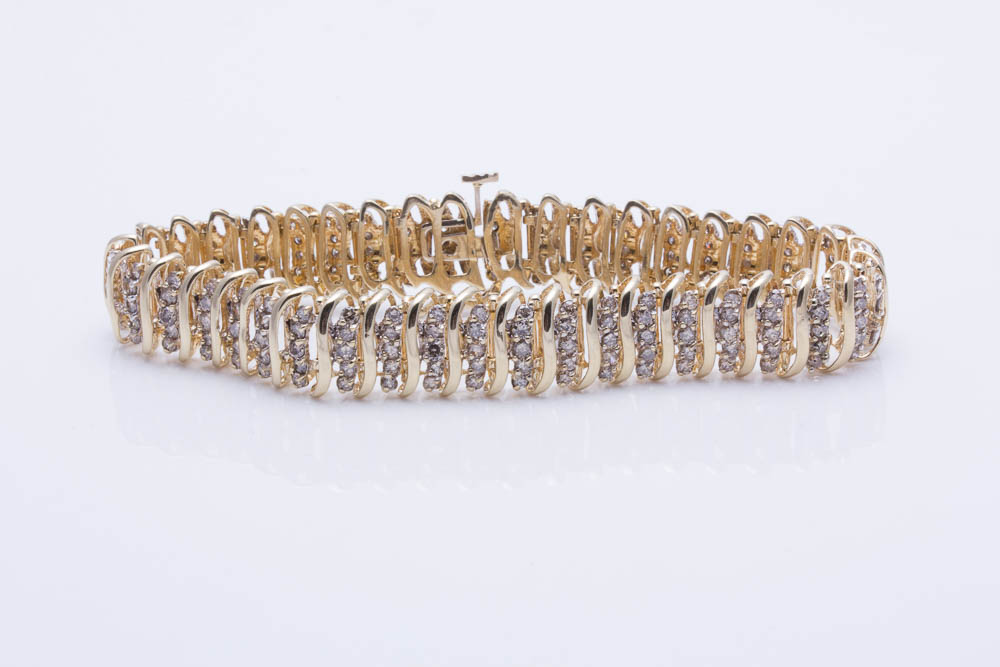 14K Yellow Gold 3.50 CTW Diamond Bracelet