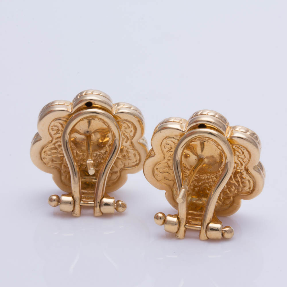 18K Yellow Gold Peridot Earrings with 14K Yellow Gold Backs