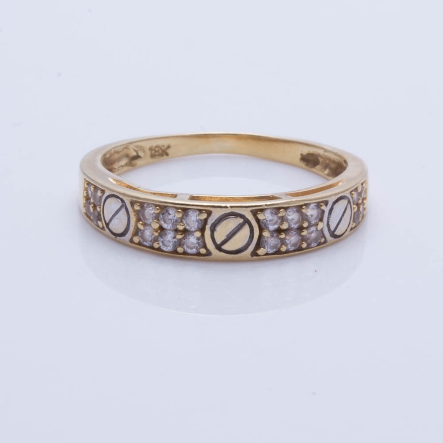 18K Yellow Gold Cubic Zirconia Ring