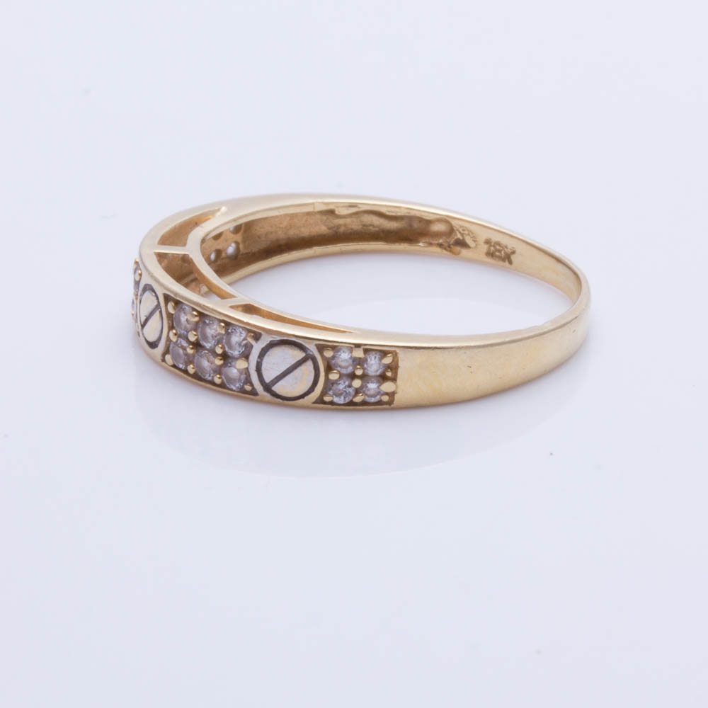 18K Yellow Gold Cubic Zirconia Ring