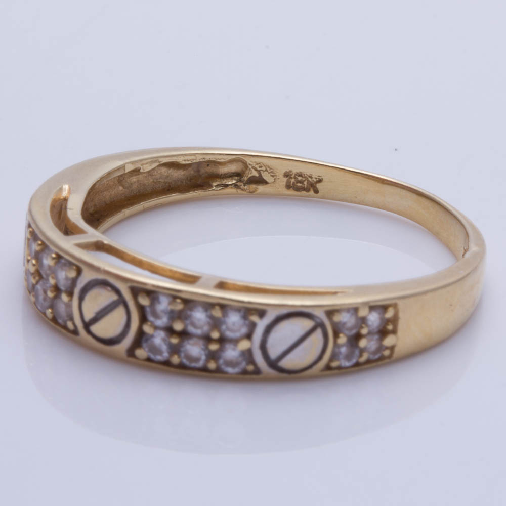 18K Yellow Gold Cubic Zirconia Ring