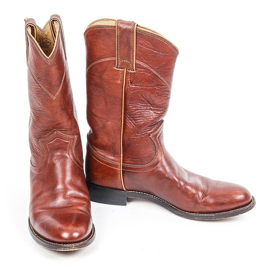Women's Justin Deerlite Marbled Chestnut Leather Roper Western Boots