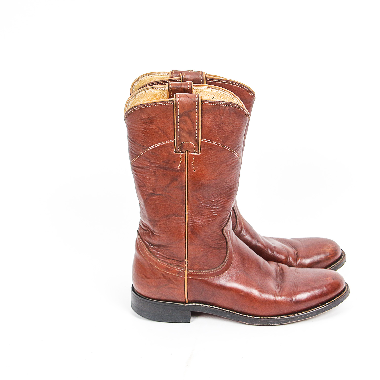 Women's Justin Deerlite Marbled Chestnut Leather Roper Western Boots