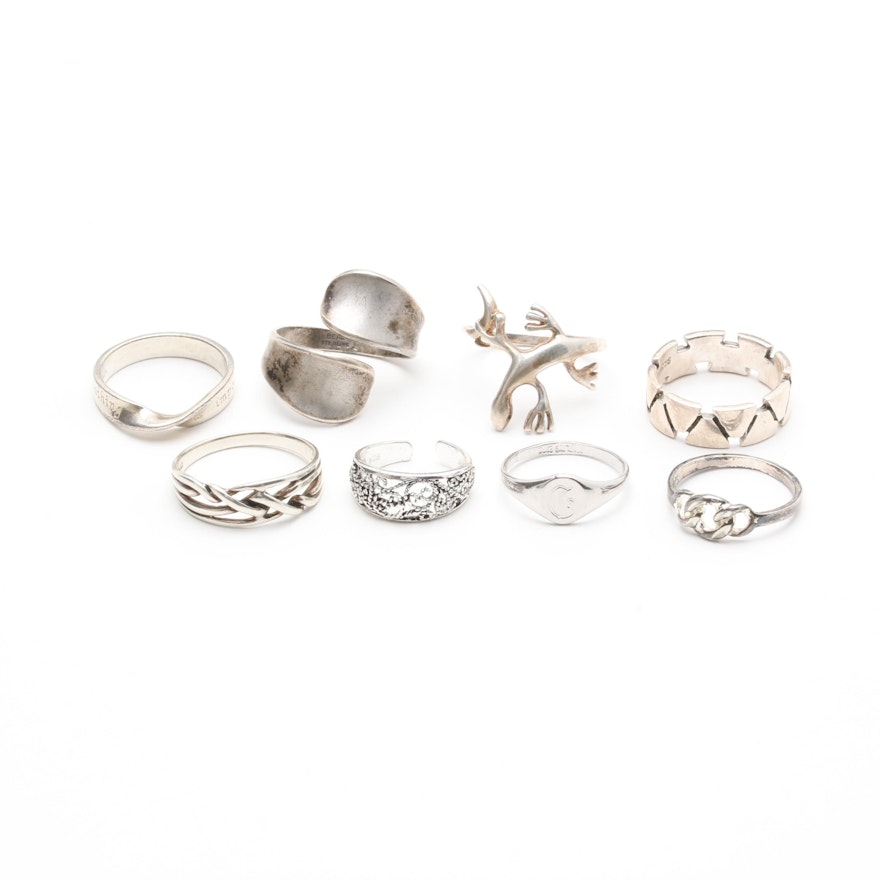 Sterling Silver Ring Selection Including Toe Rings