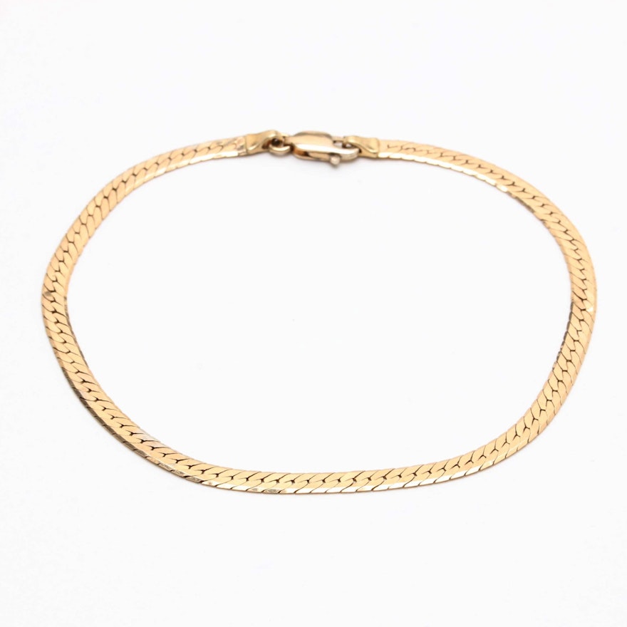 14K Yellow Gold Herringbone Chain Bracelet