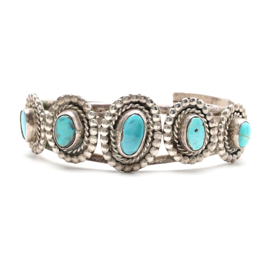 Southwestern Style Sterling Silver Turquoise Cuff Bracelet