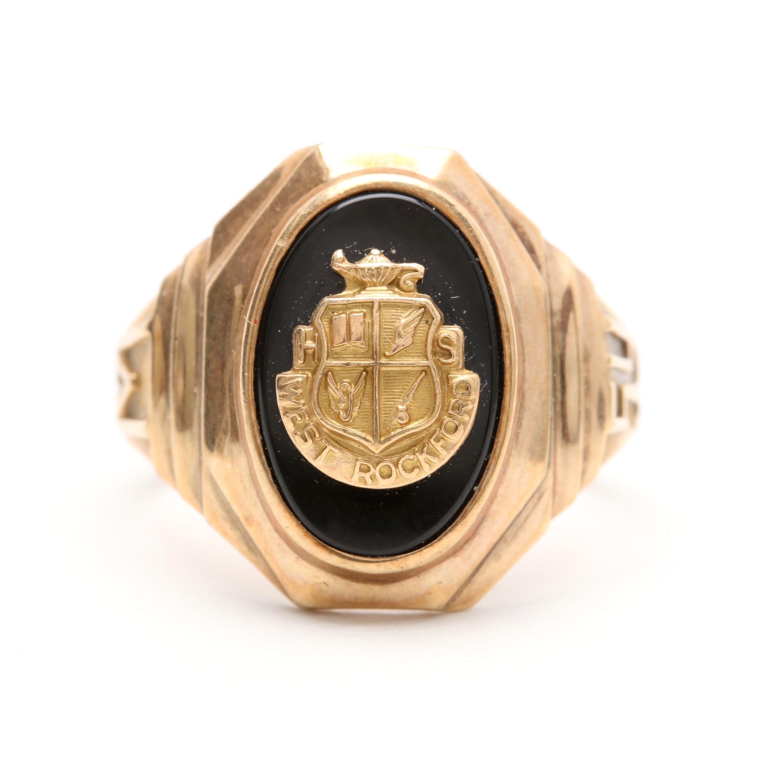 10K Yellow Gold Black Onyx Class Ring