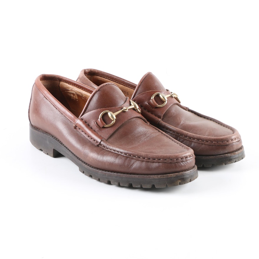 Women's Gucci Brown Leather Horsebit Loafers