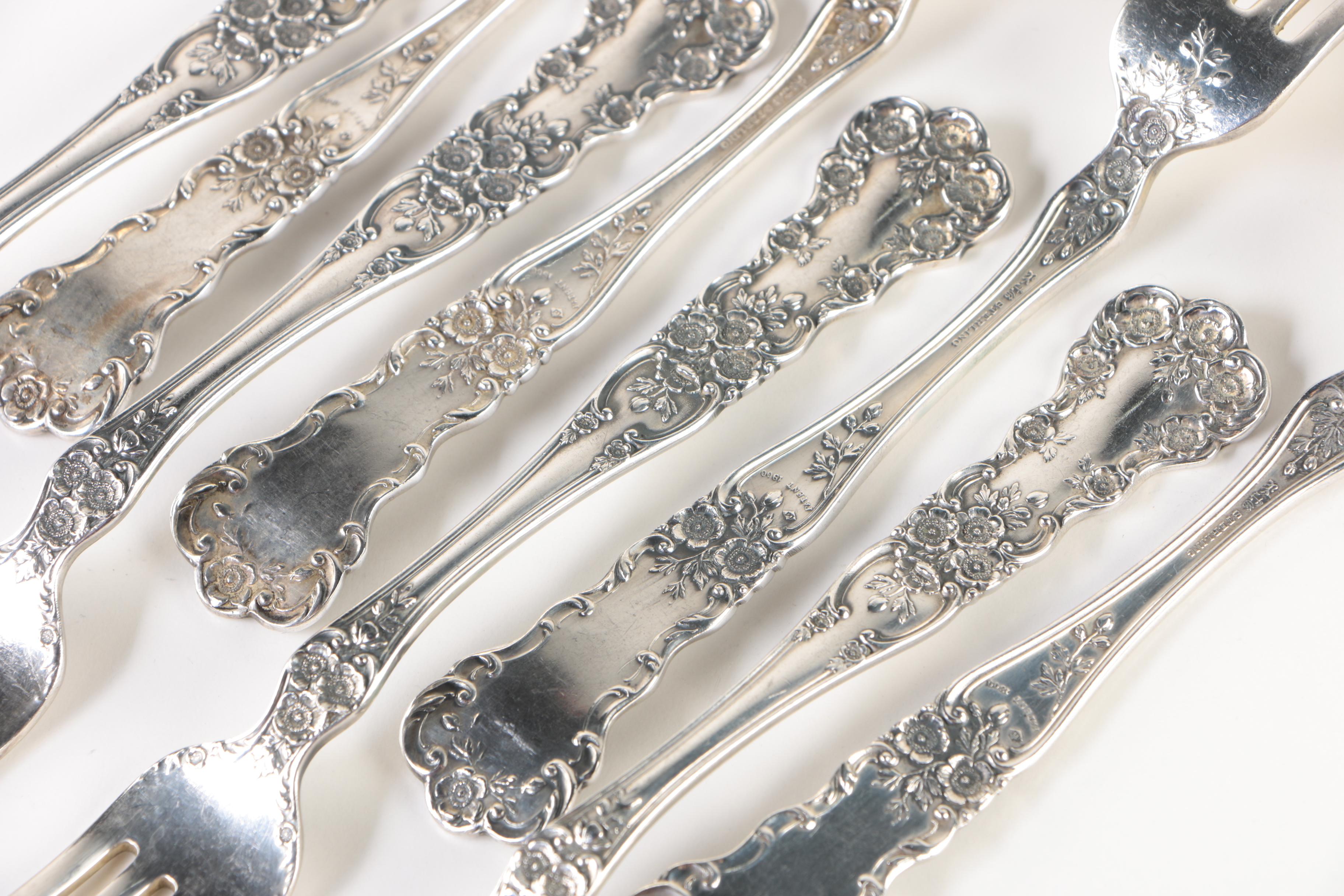 Gorham "Buttercup" Sterling Silver Flatware Set with Wooden Flatware Chest