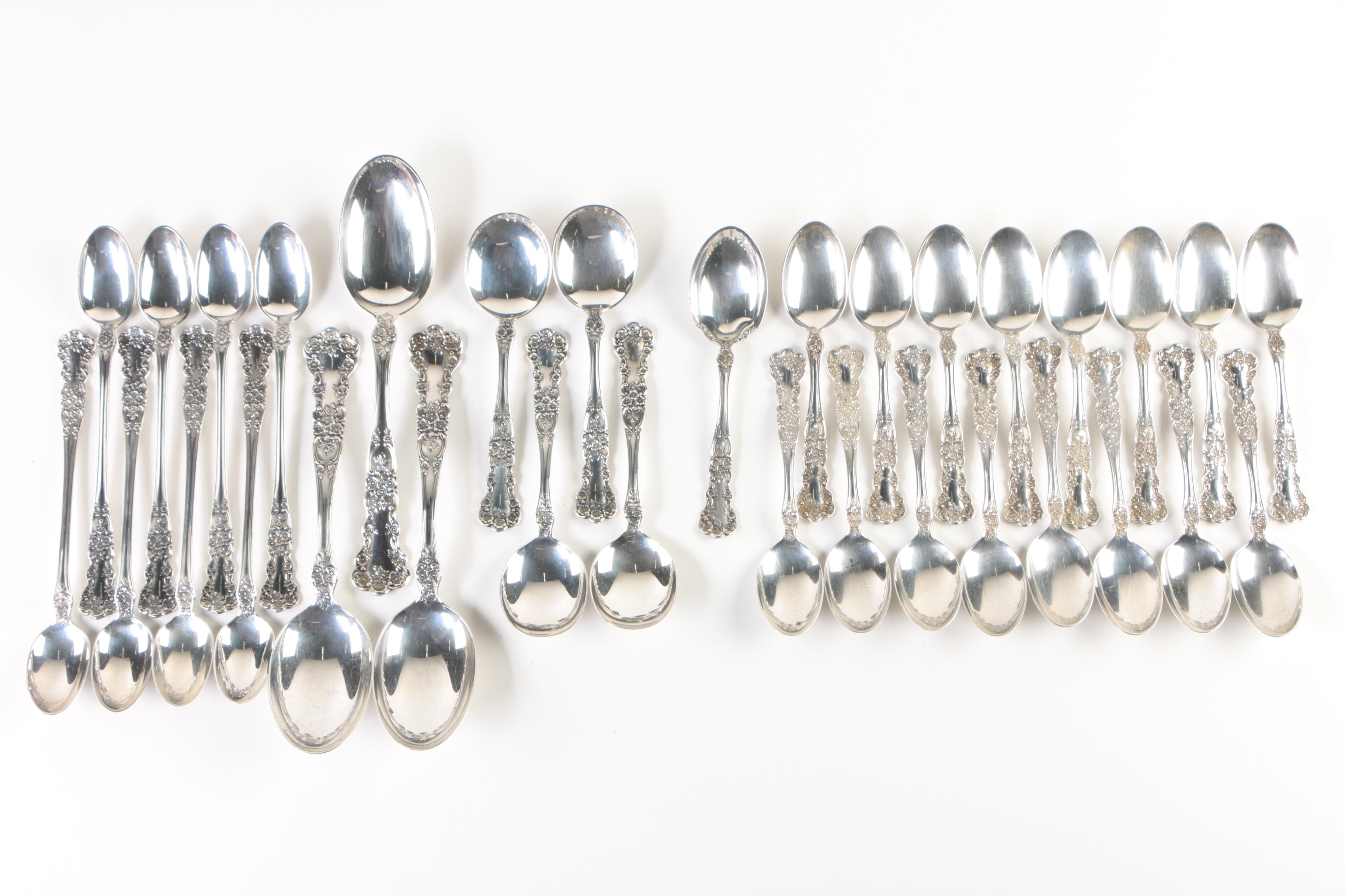 Gorham "Buttercup" Sterling Silver Flatware Set with Wooden Flatware Chest