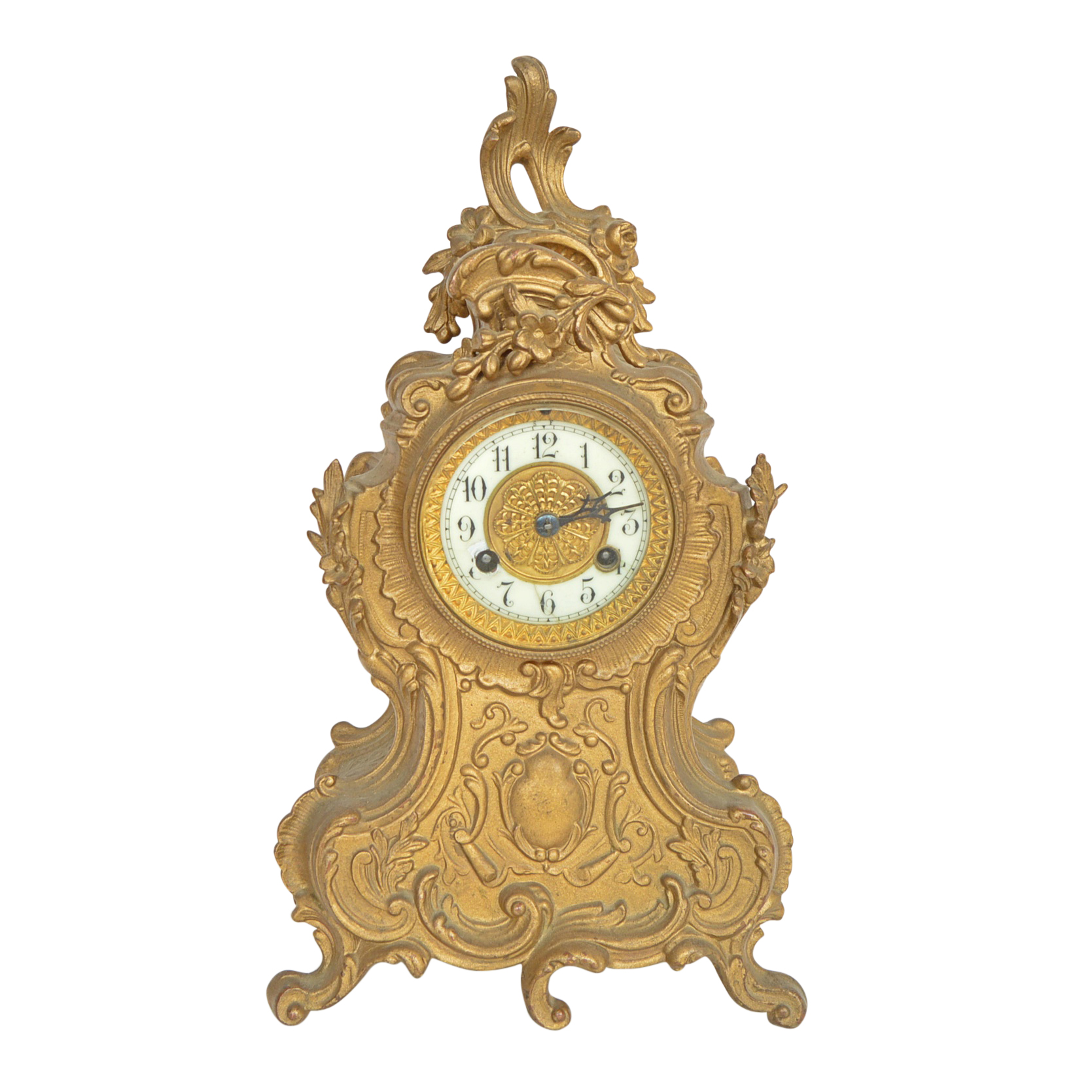 Vintage French Rococo Style Waterbury Mantle Clock