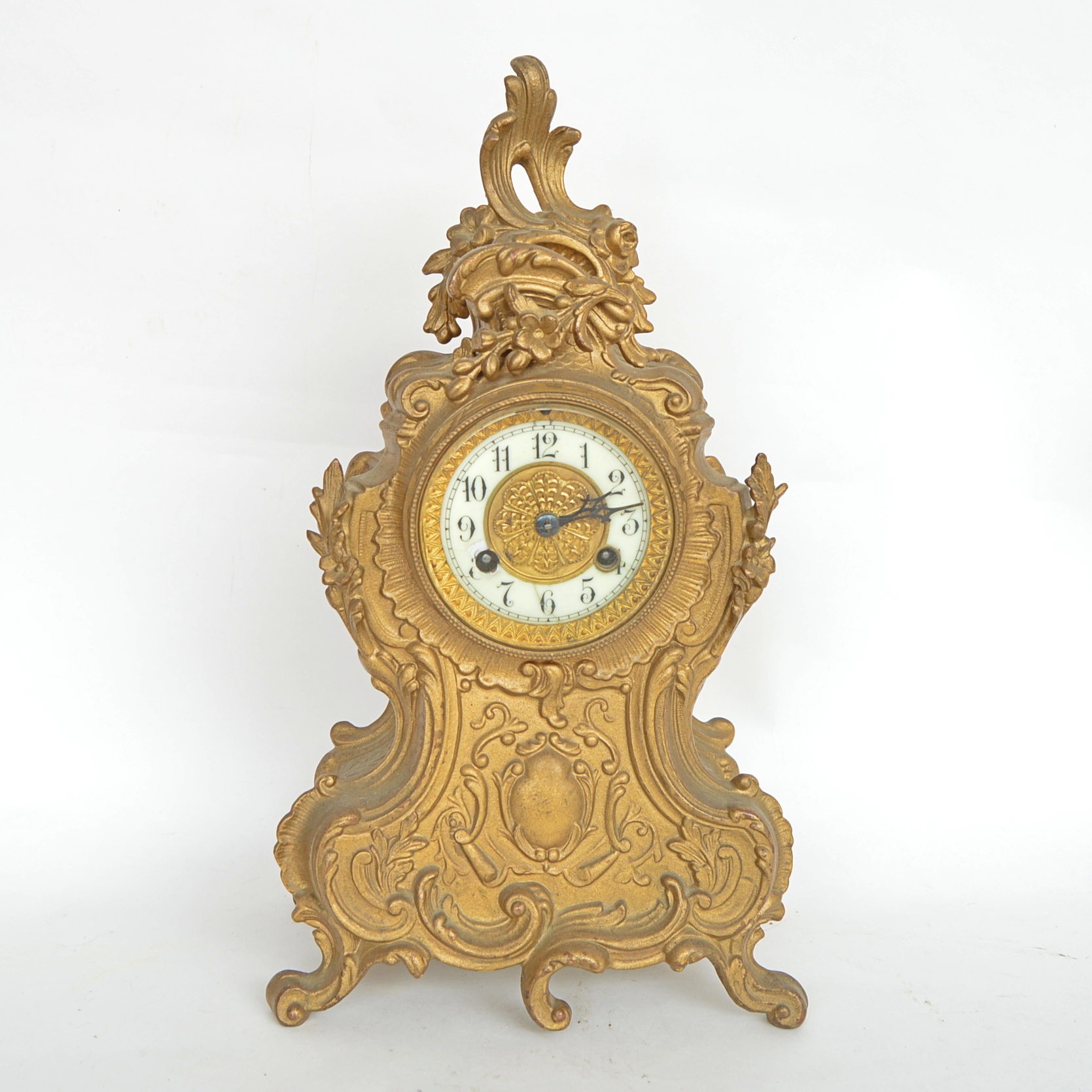 Vintage French Rococo Style Waterbury Mantle Clock
