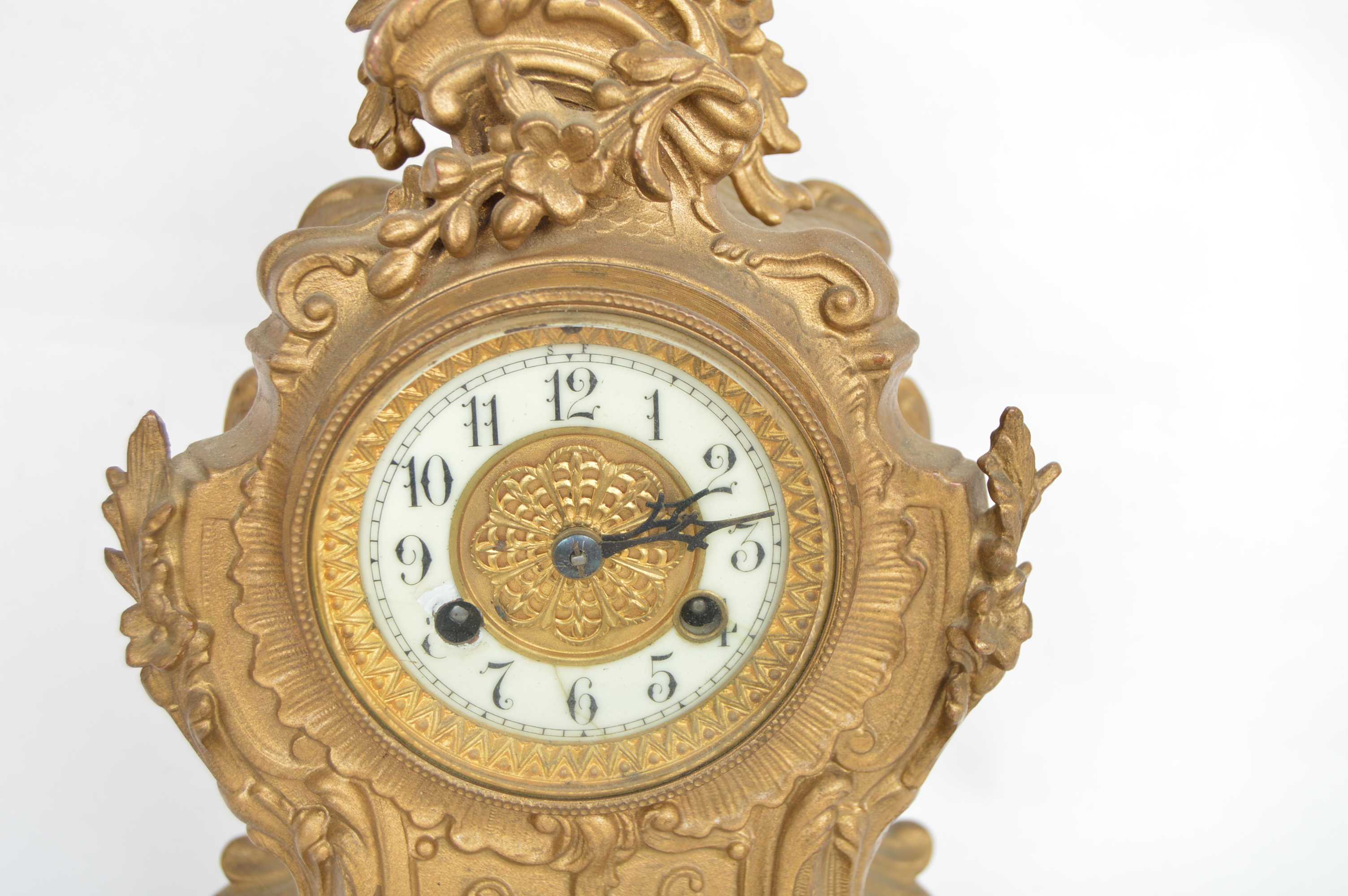 Vintage French Rococo Style Waterbury Mantle Clock