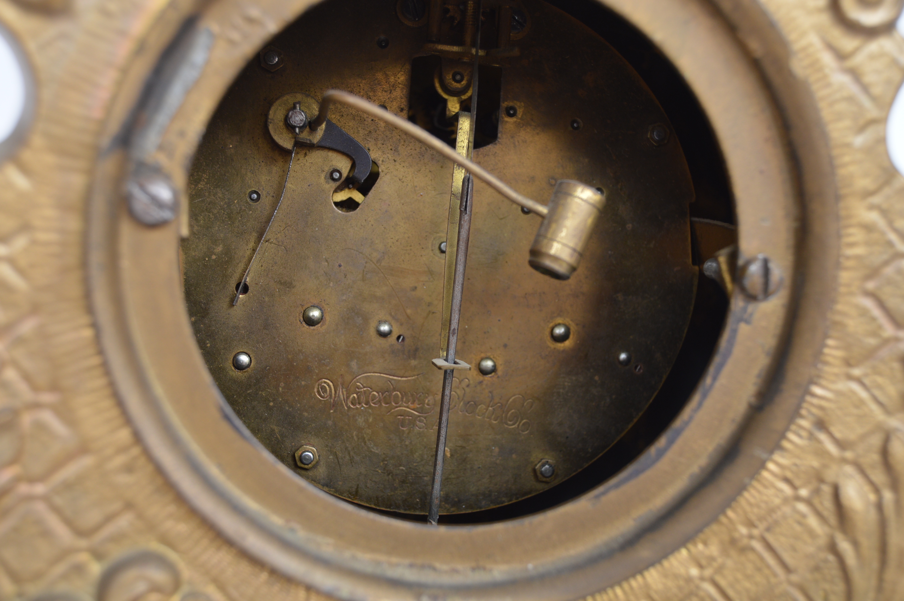 Vintage French Rococo Style Waterbury Mantle Clock