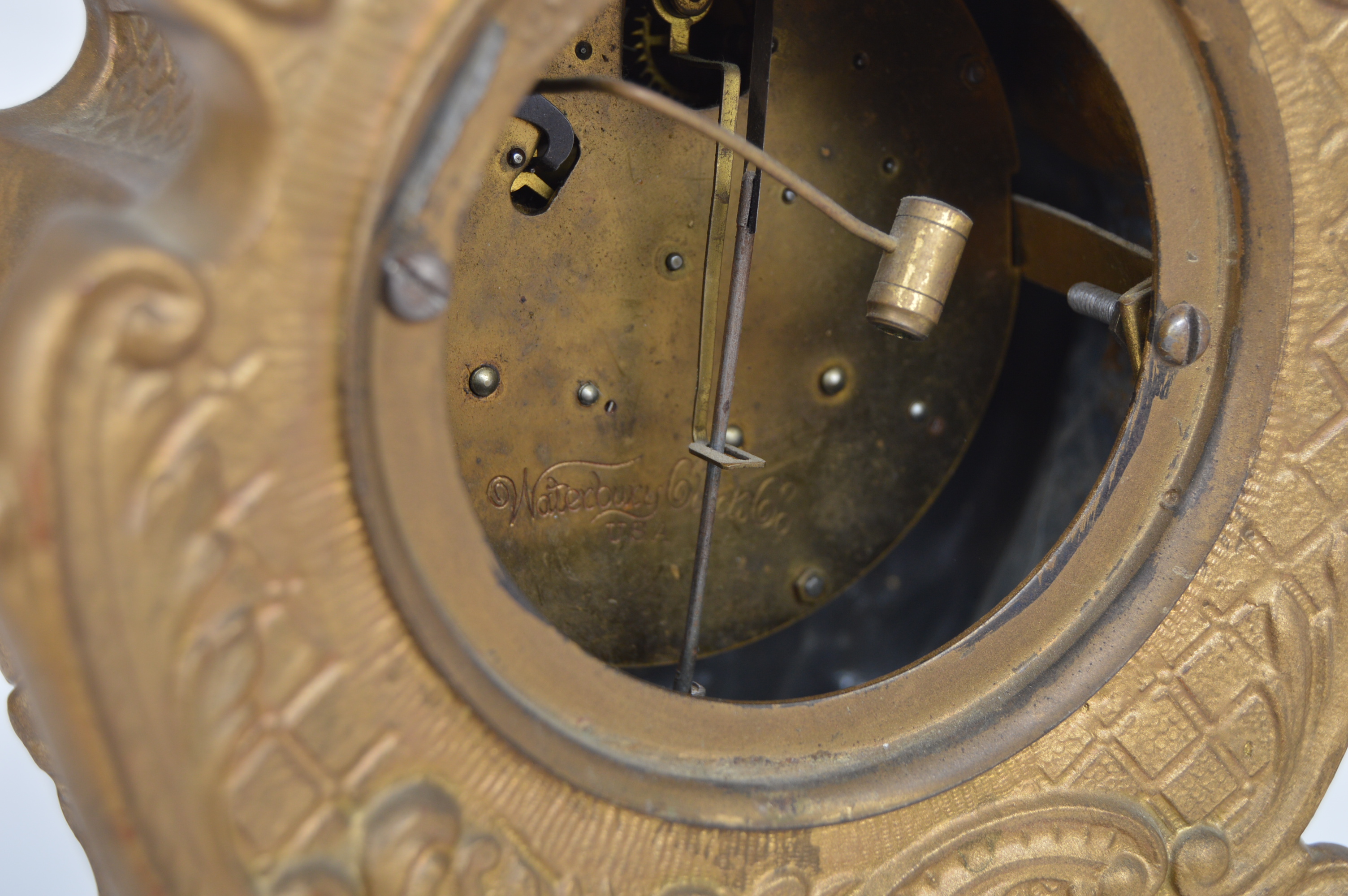 Vintage French Rococo Style Waterbury Mantle Clock