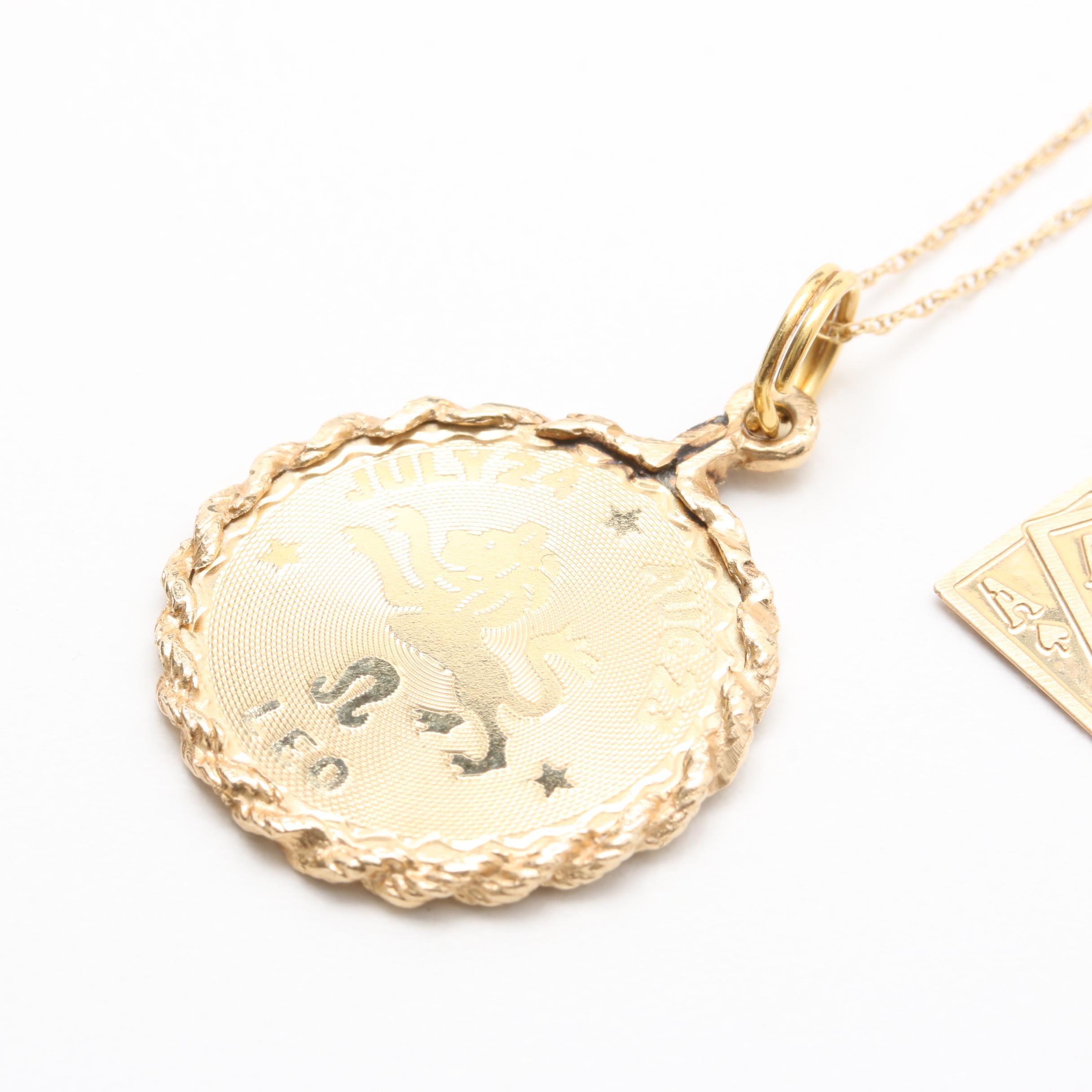 14K Yellow Gold Pendant and Necklace with Pendant