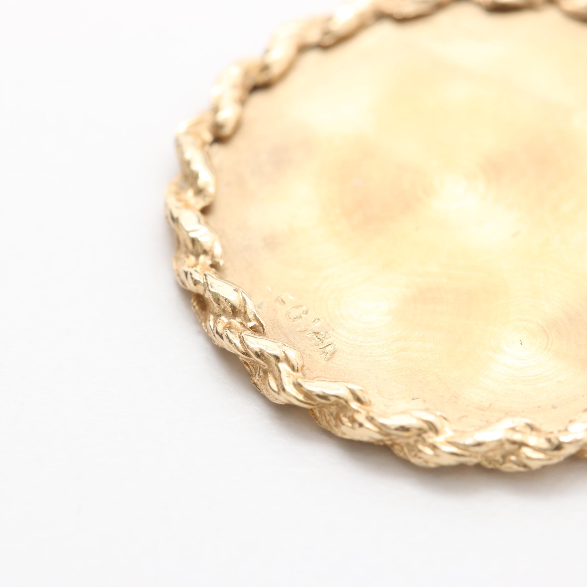 14K Yellow Gold Pendant and Necklace with Pendant