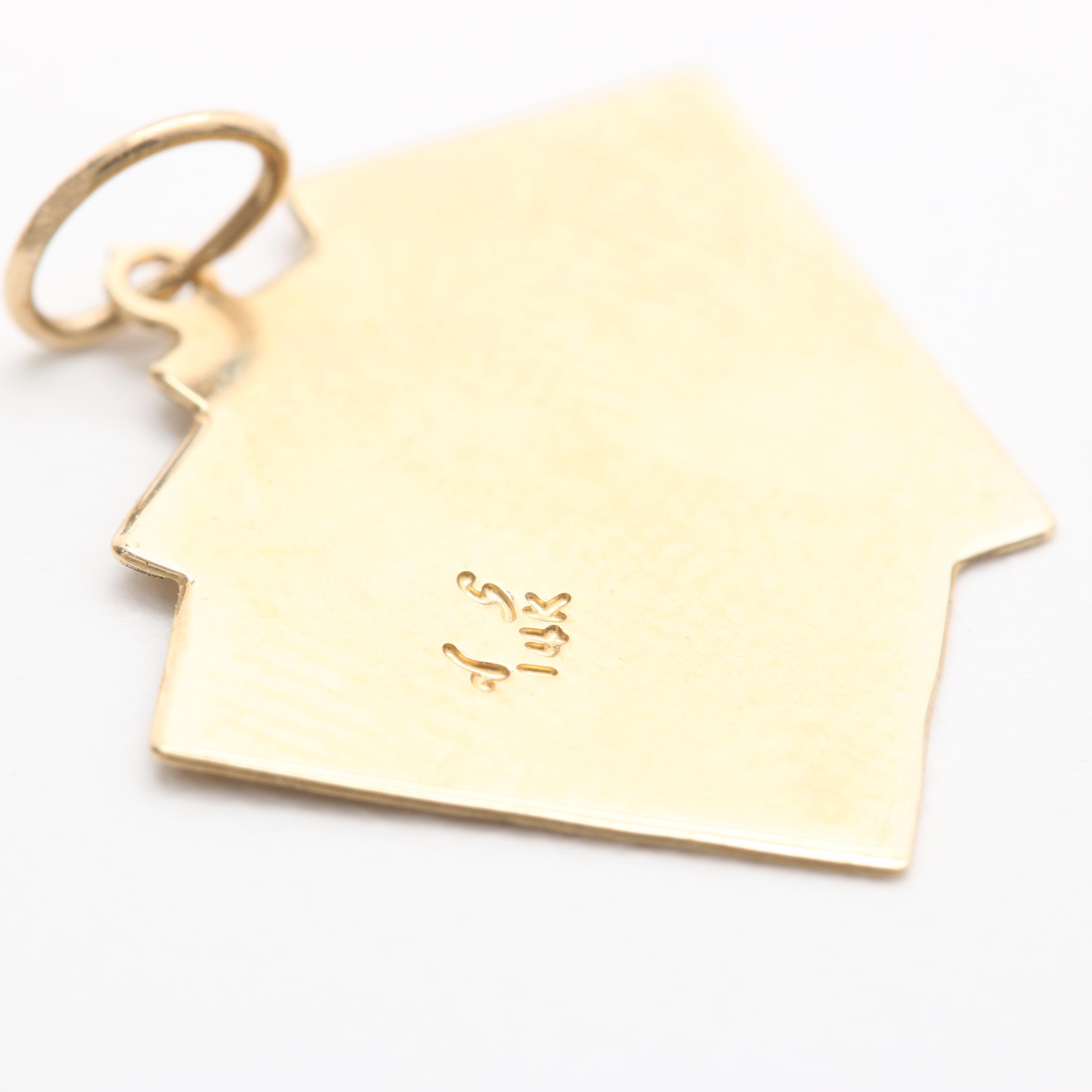 14K Yellow Gold Pendant and Necklace with Pendant