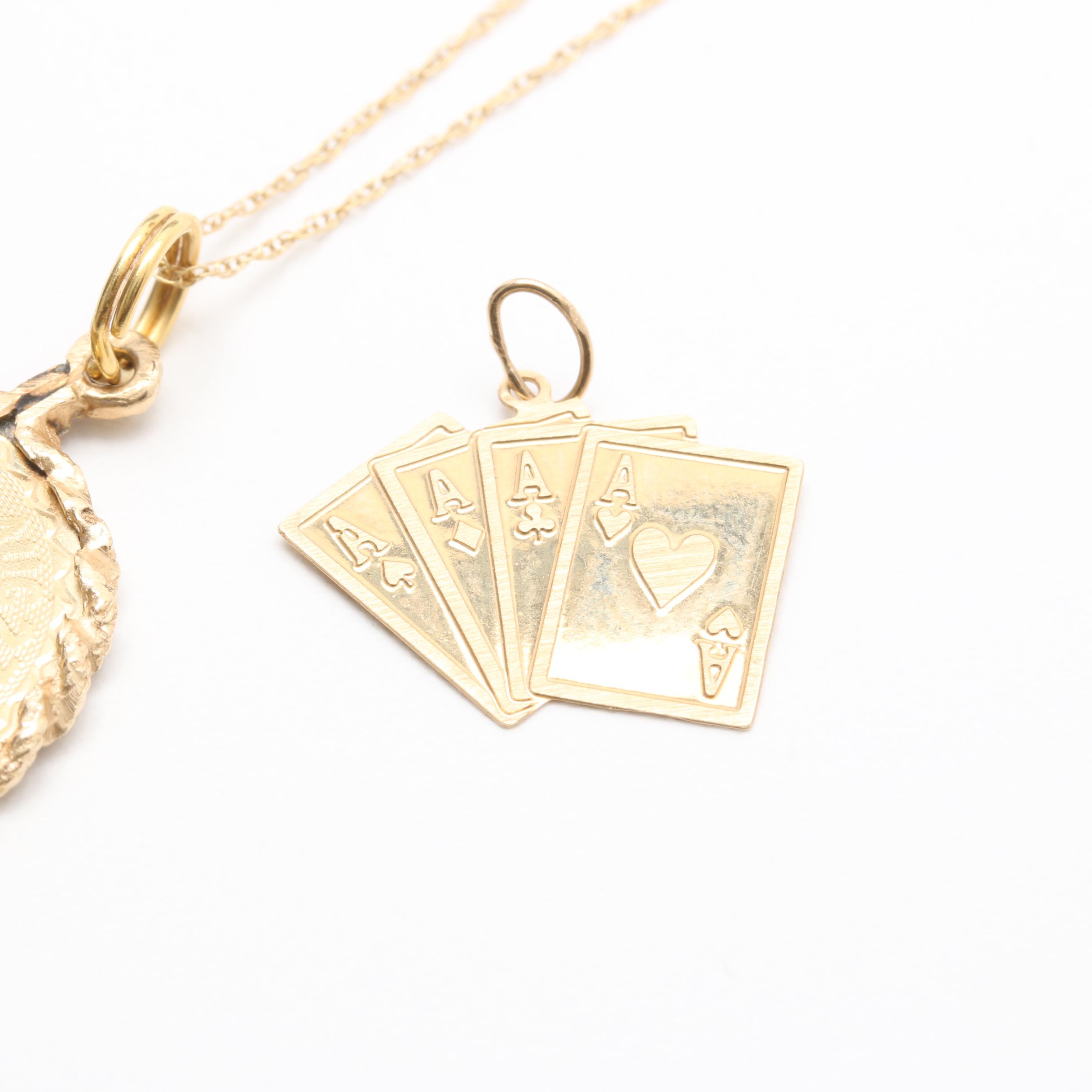 14K Yellow Gold Pendant and Necklace with Pendant