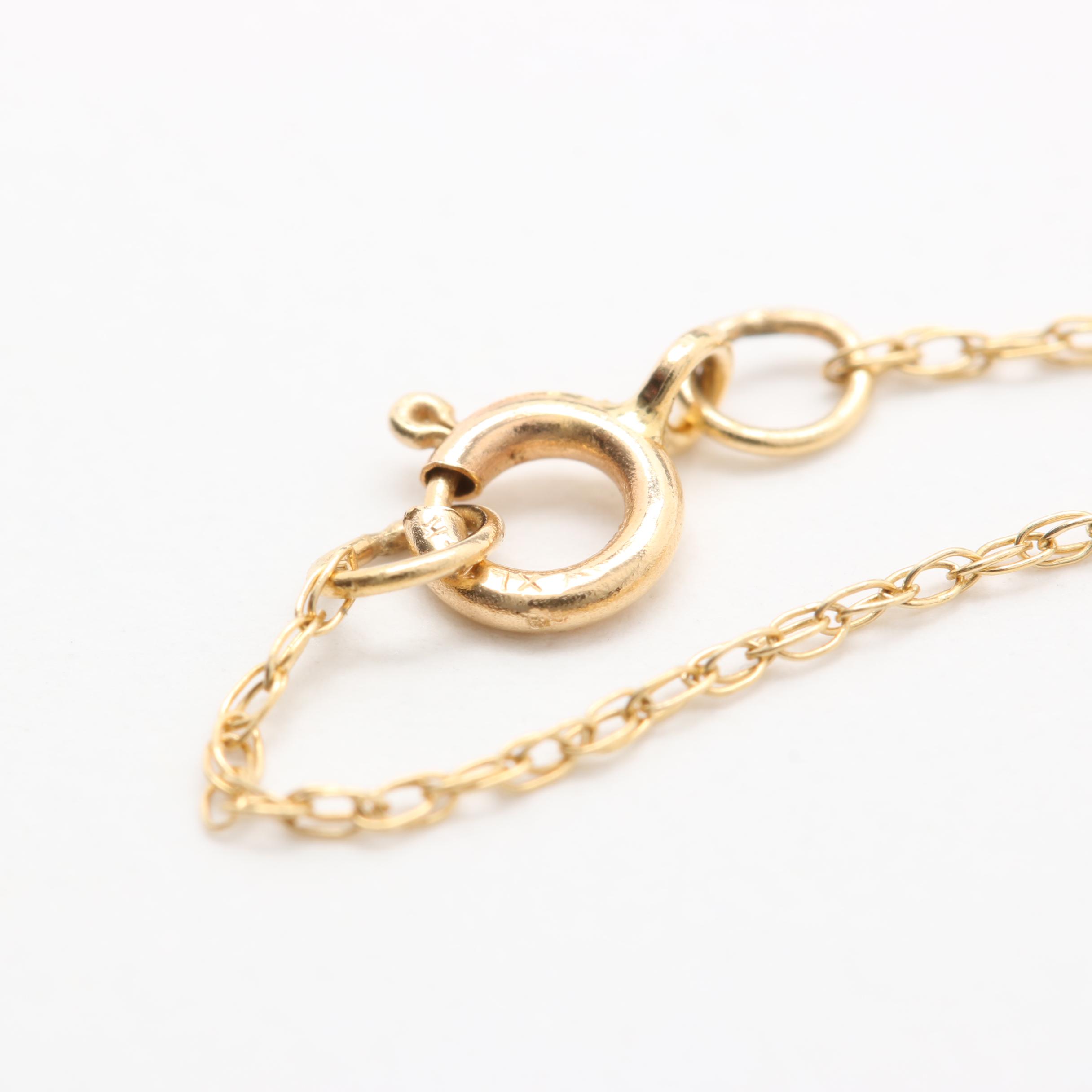 14K Yellow Gold Pendant and Necklace with Pendant