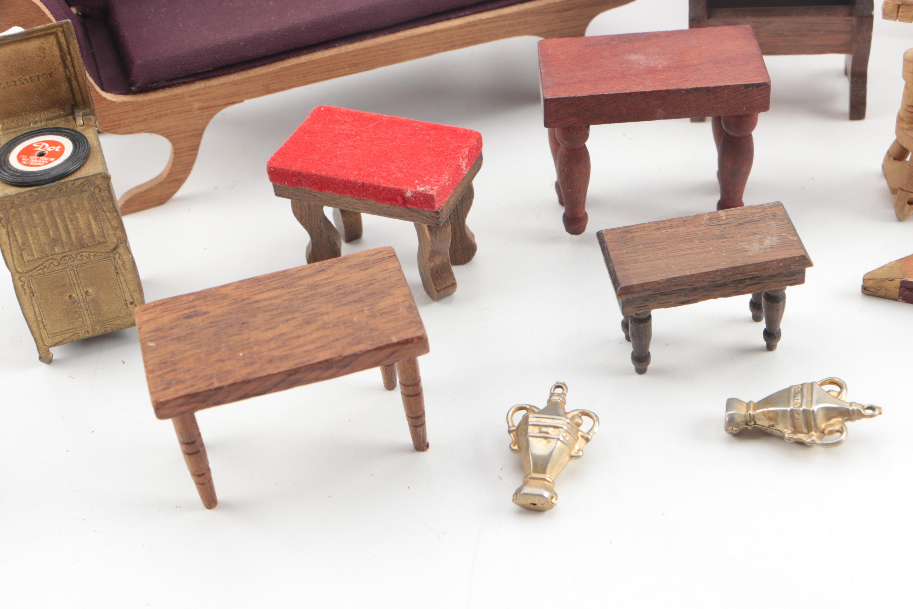 Vintage Wooden Dollhouse Furniture Featuring Shackman