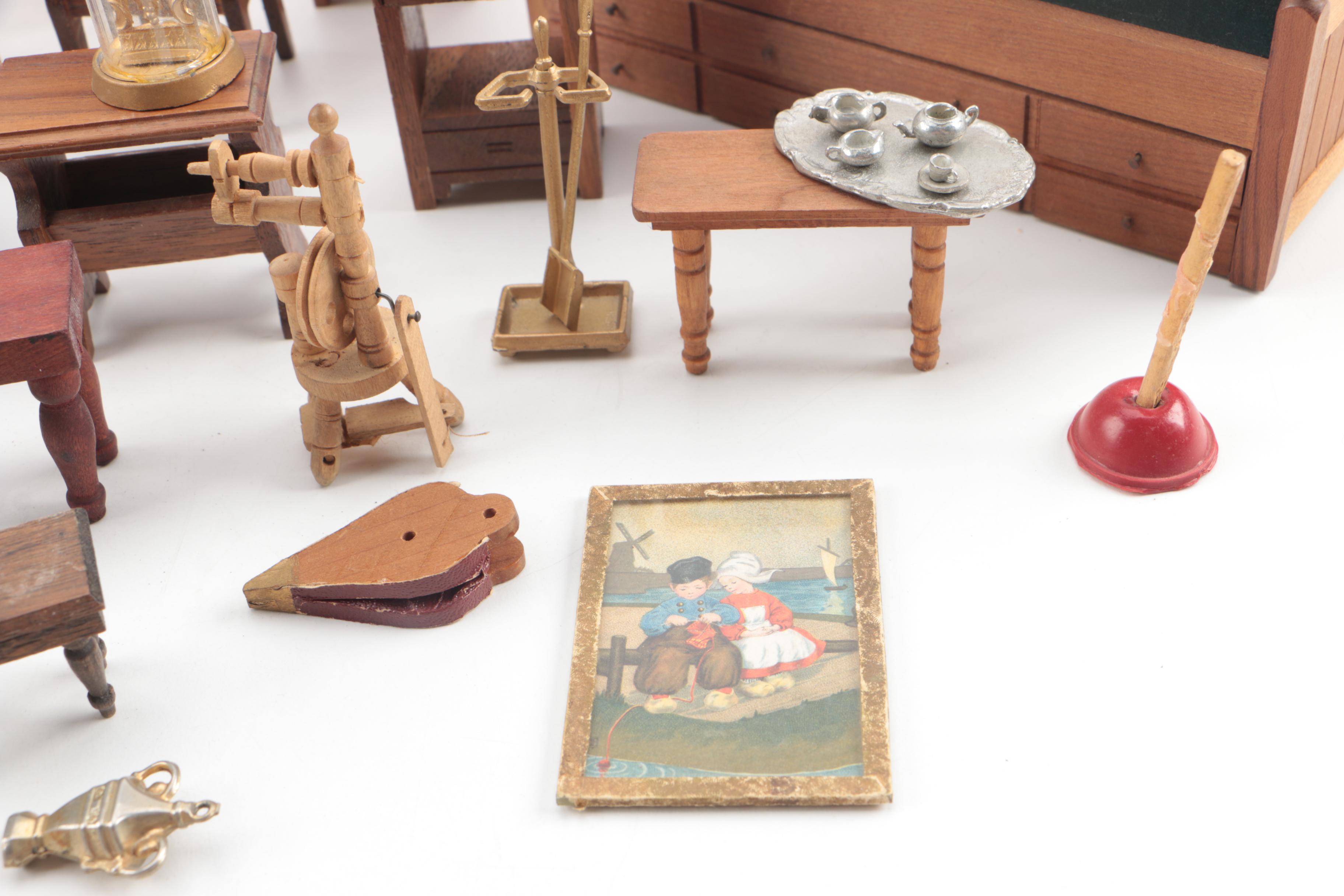 Vintage Wooden Dollhouse Furniture Featuring Shackman