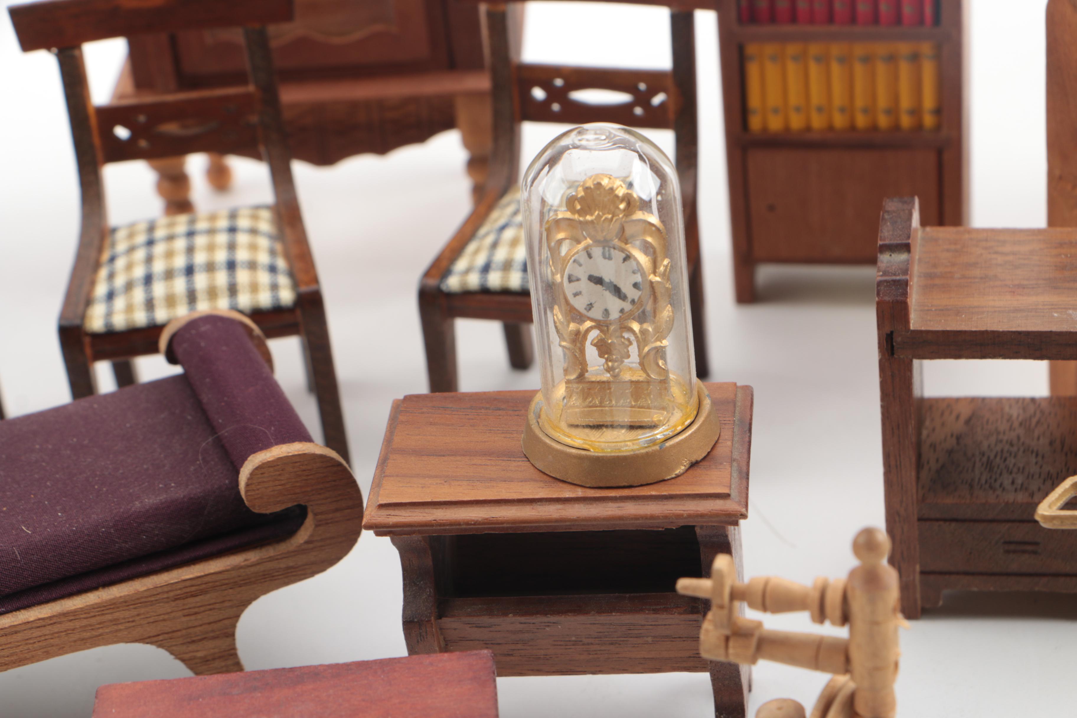 Vintage Wooden Dollhouse Furniture Featuring Shackman