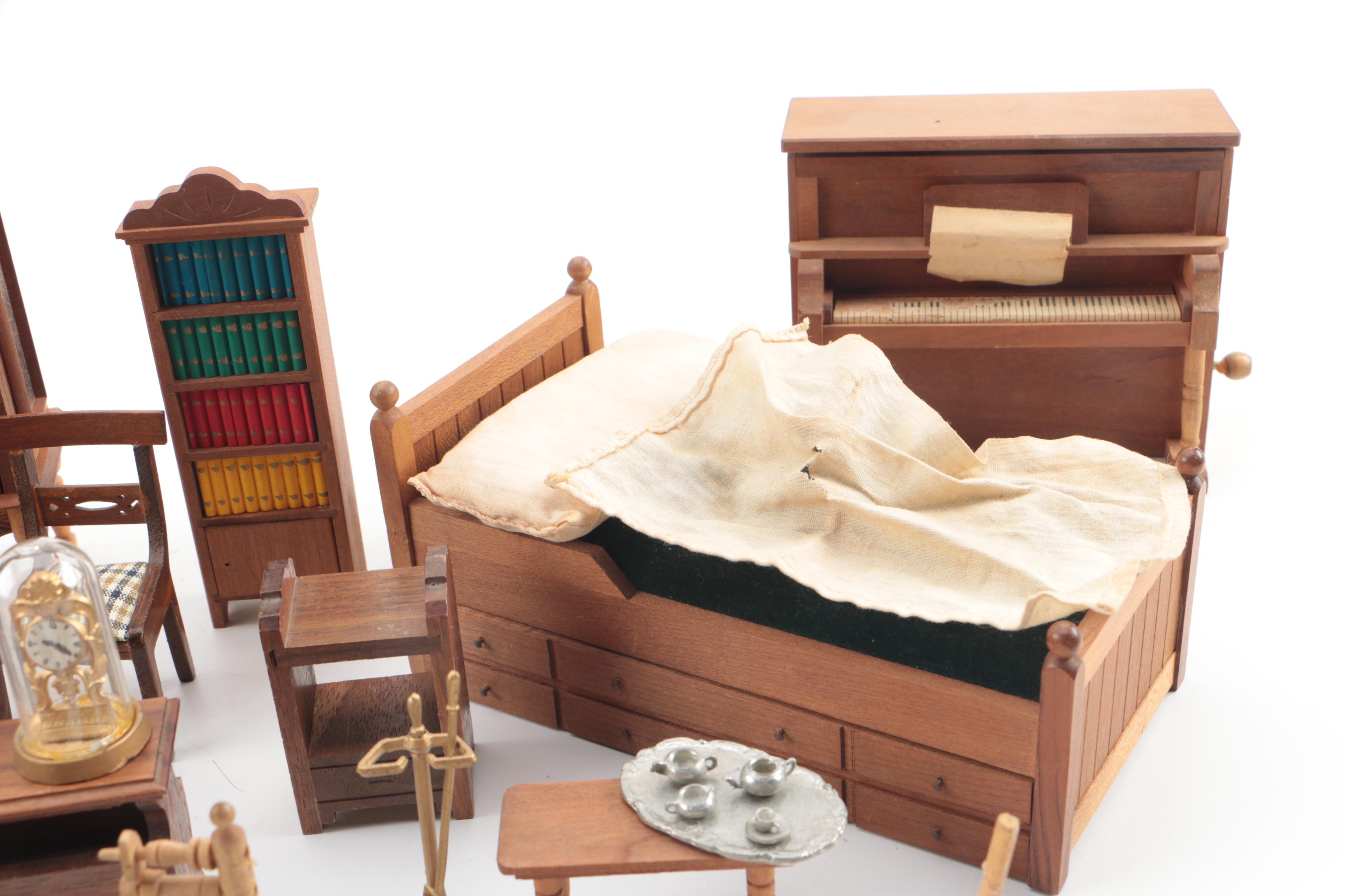 Vintage Wooden Dollhouse Furniture Featuring Shackman