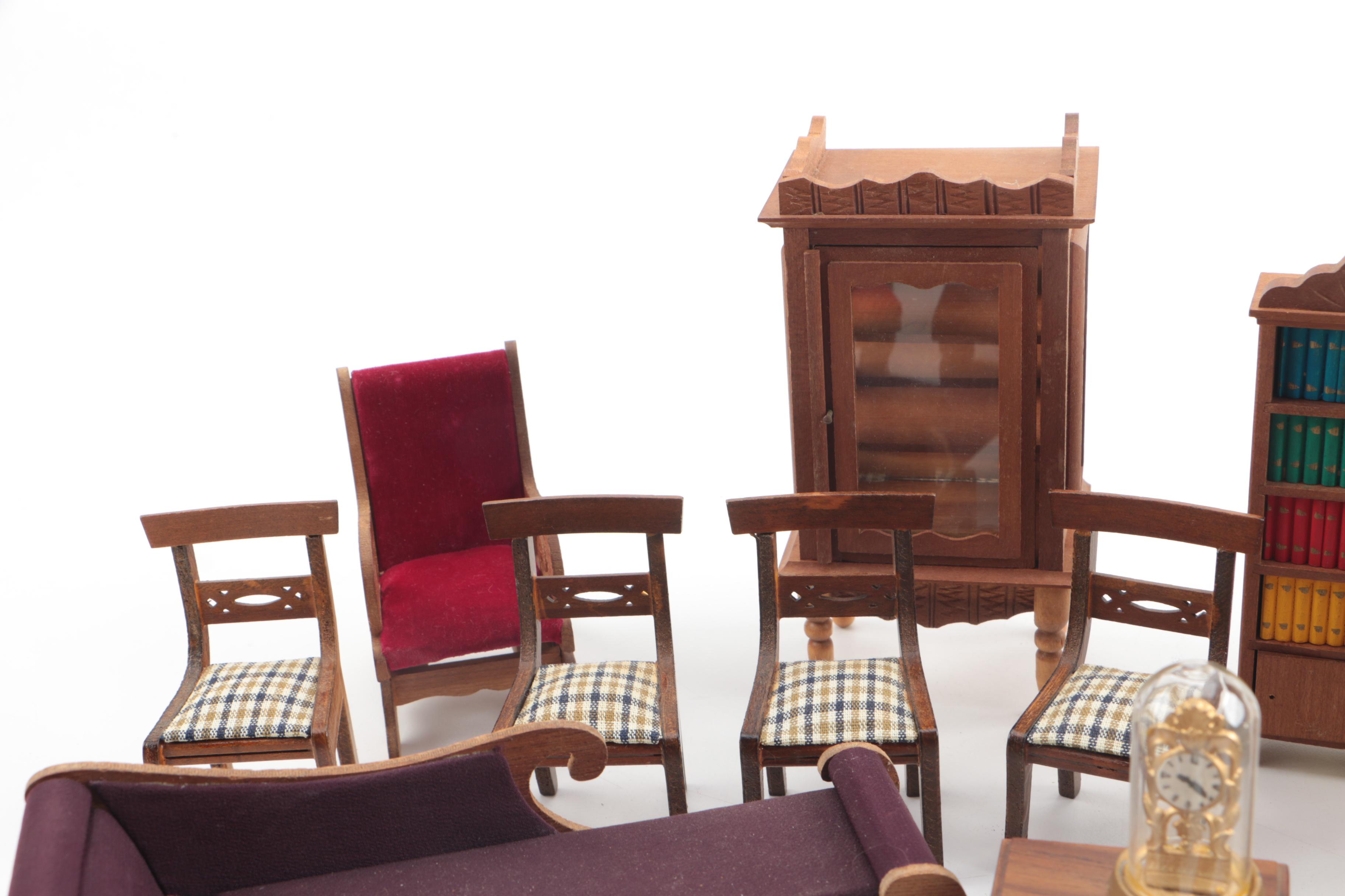 Vintage Wooden Dollhouse Furniture Featuring Shackman