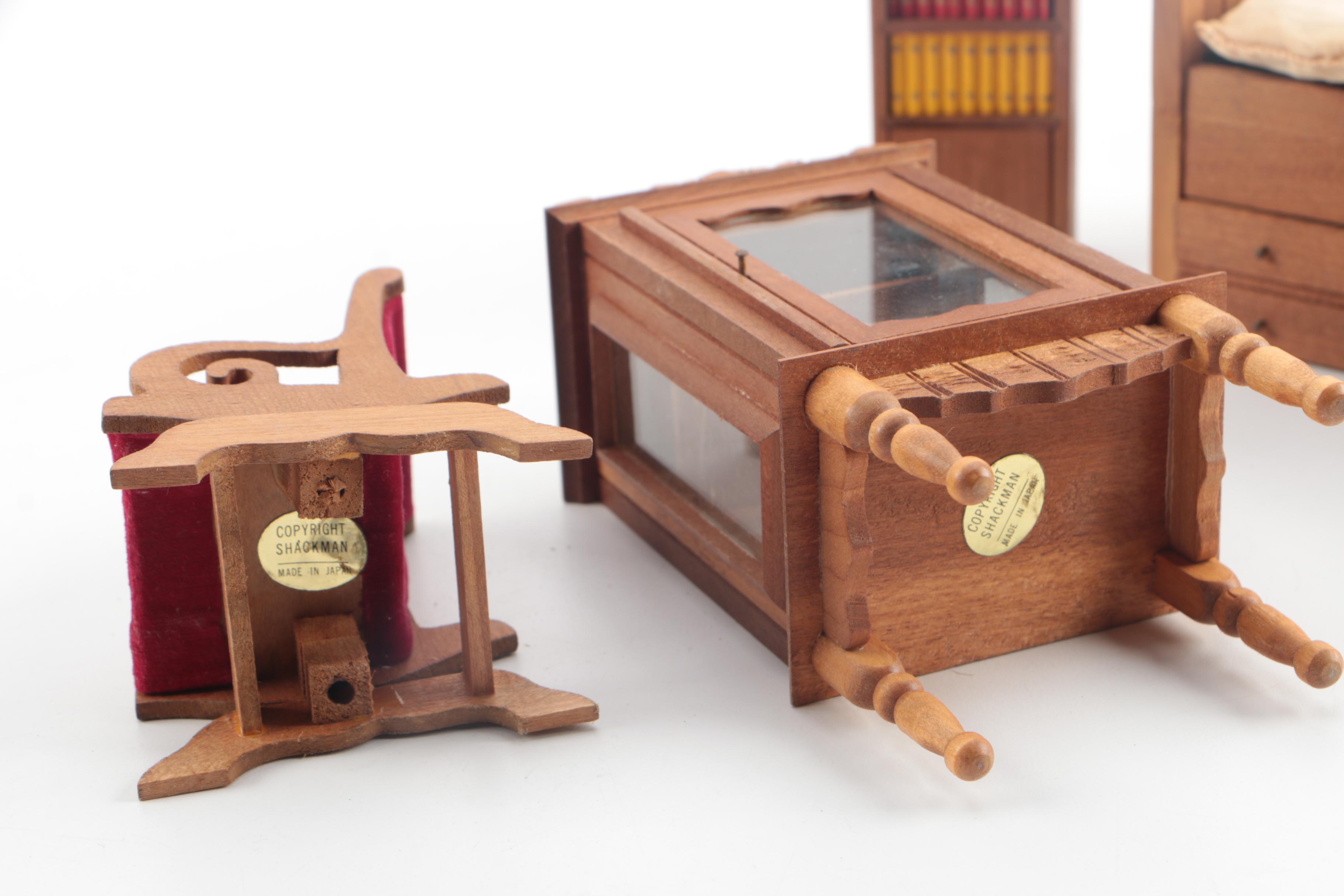Vintage Wooden Dollhouse Furniture Featuring Shackman