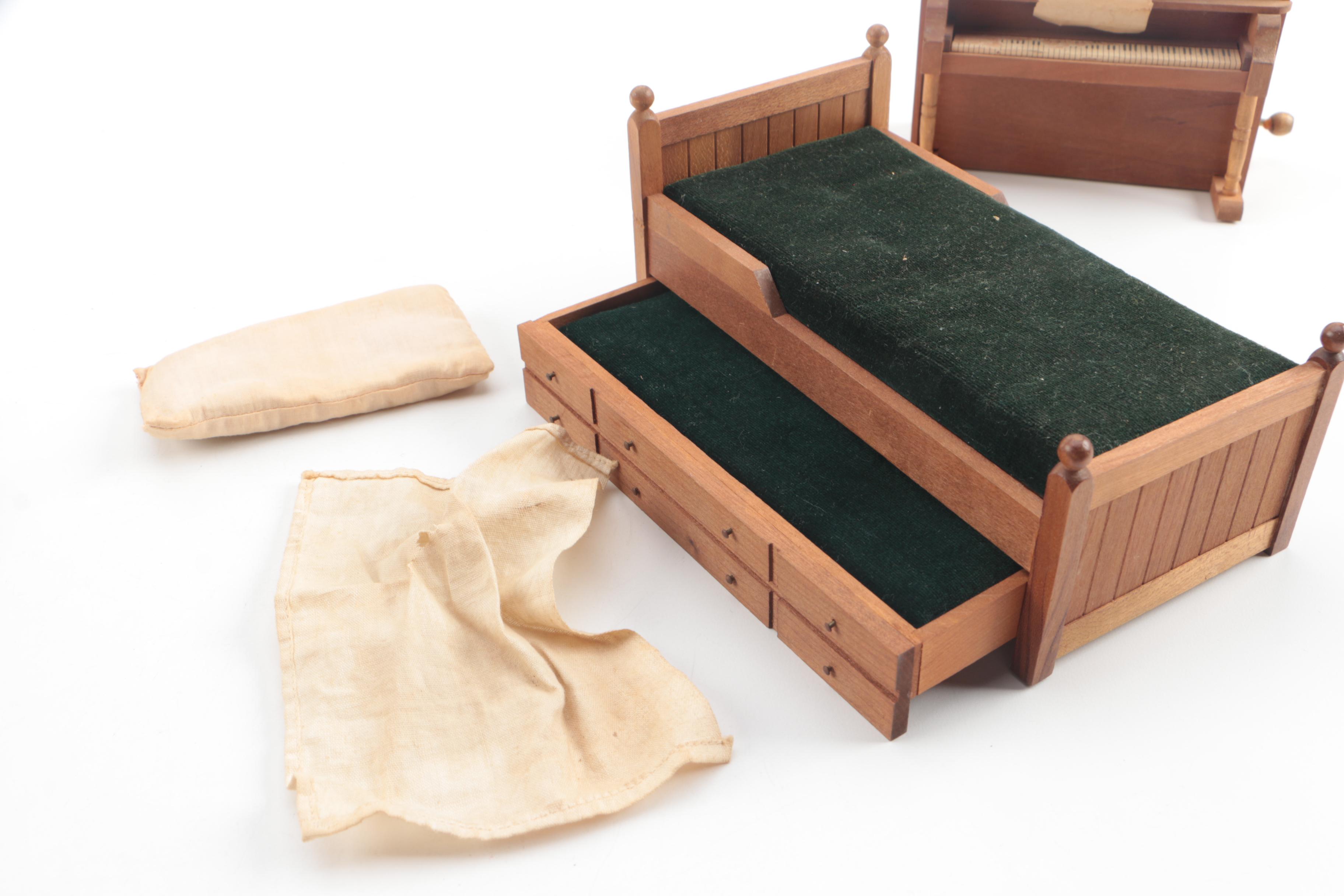 Vintage Wooden Dollhouse Furniture Featuring Shackman