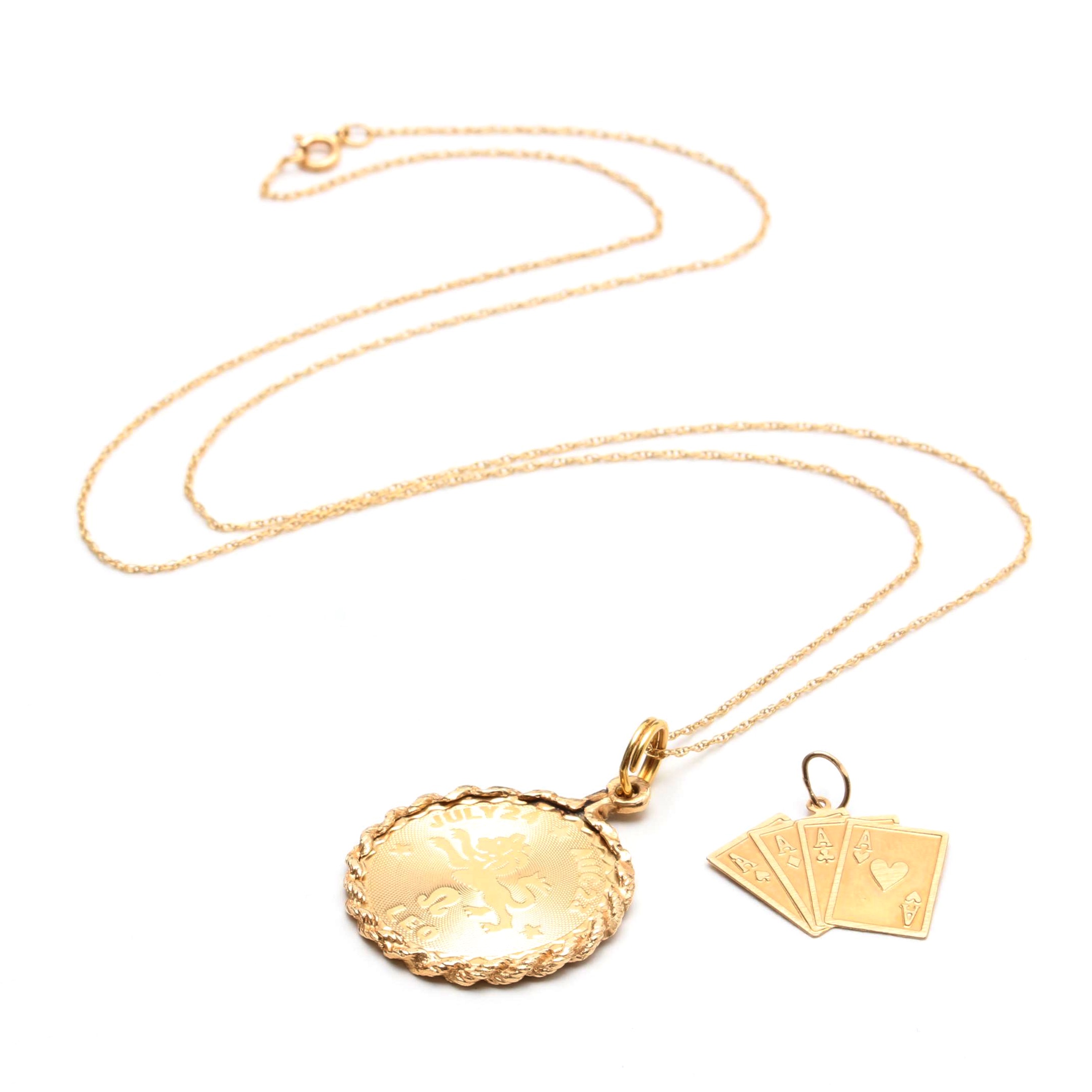 14K Yellow Gold Pendant and Necklace with Pendant