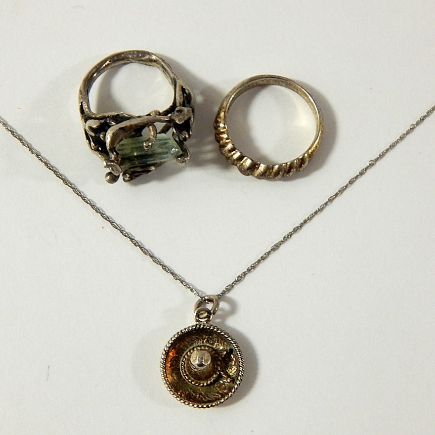 Sterling Silver Necklace and Rings