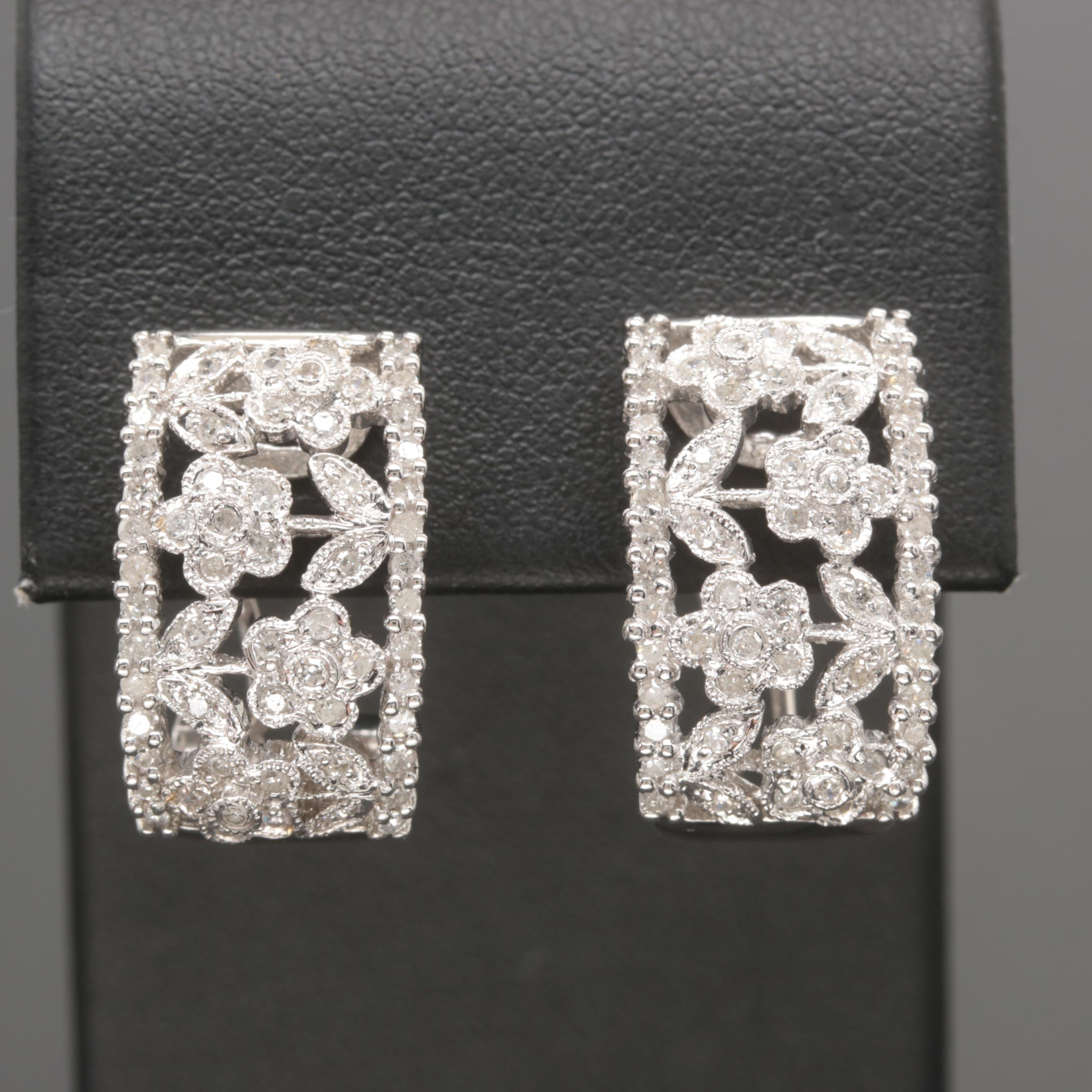 14K White Gold Diamond Earrings